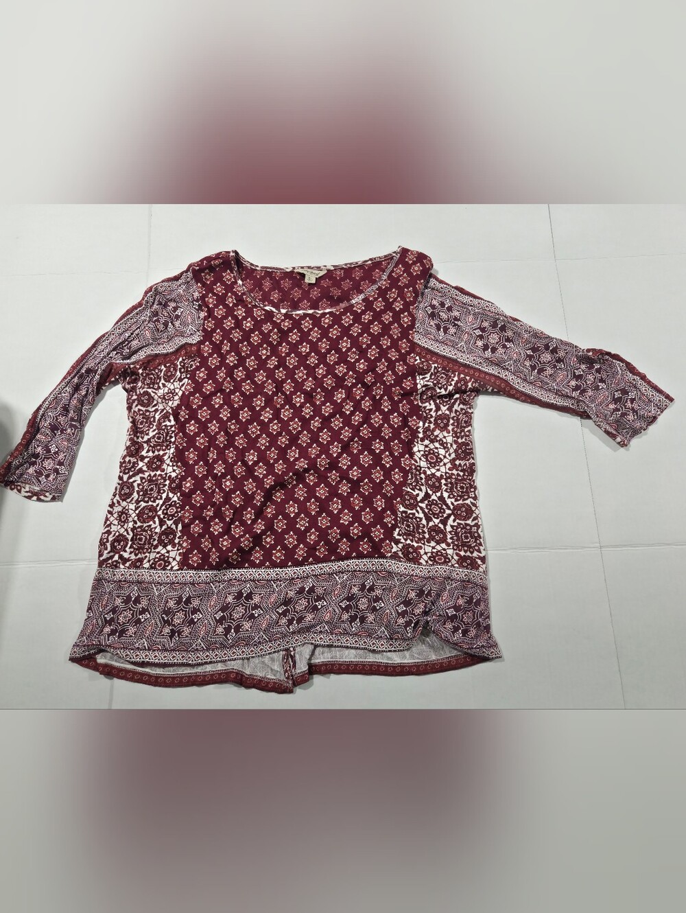 Women’s Maroon Floral Print Scoop Neck Top